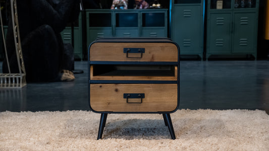 Retro Industrial Cabinet - Wood & Metal Design
