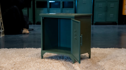 Industrial Bedside Cabinet Metal Door - Green