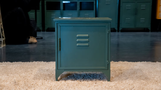 Industrial Bedside Cabinet Metal Door - Green